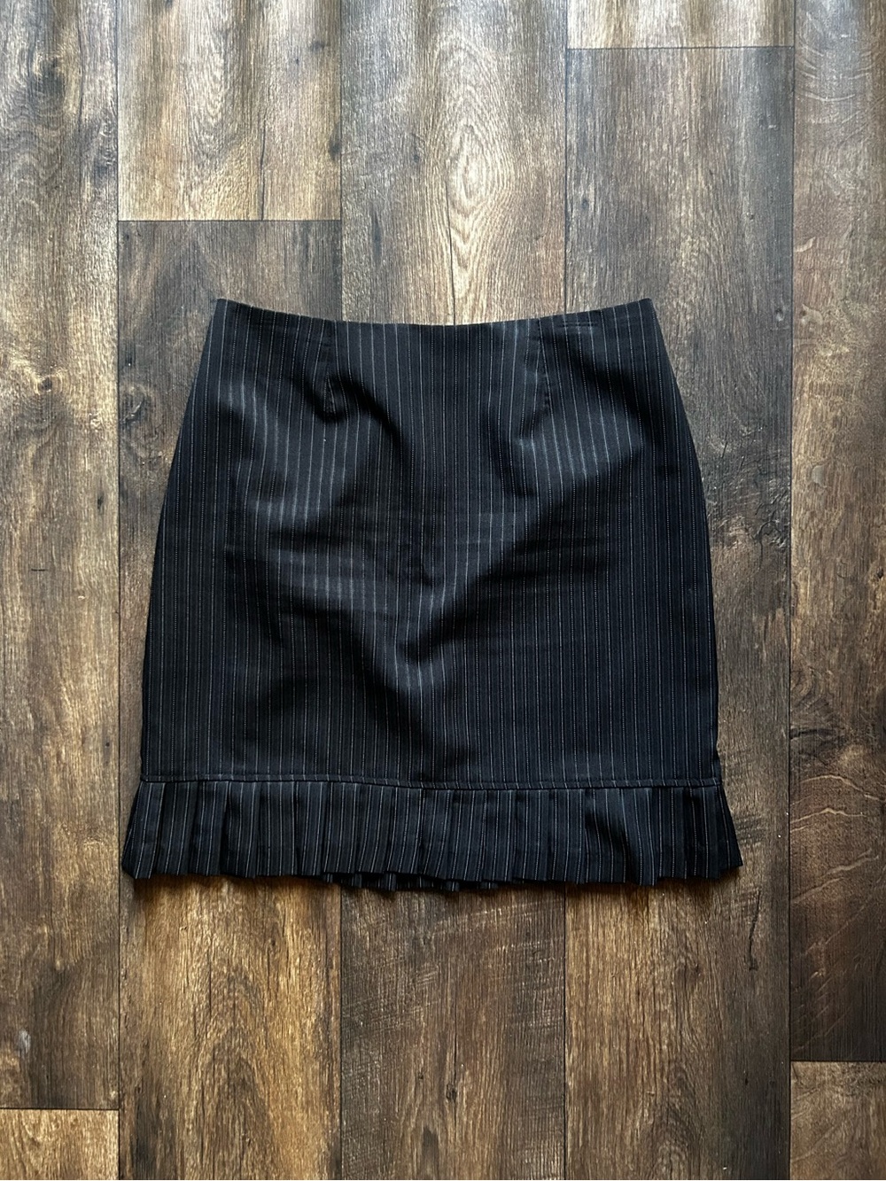 Pinstripe Ruffle Hem Skirt
